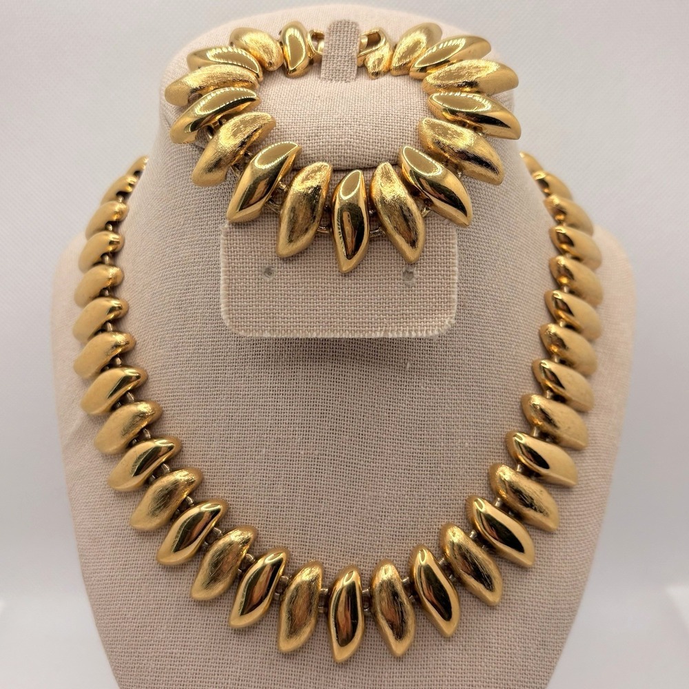 Vintage Napier Cityscapes Runway Statement Link Collar Necklace Bracelet Set
